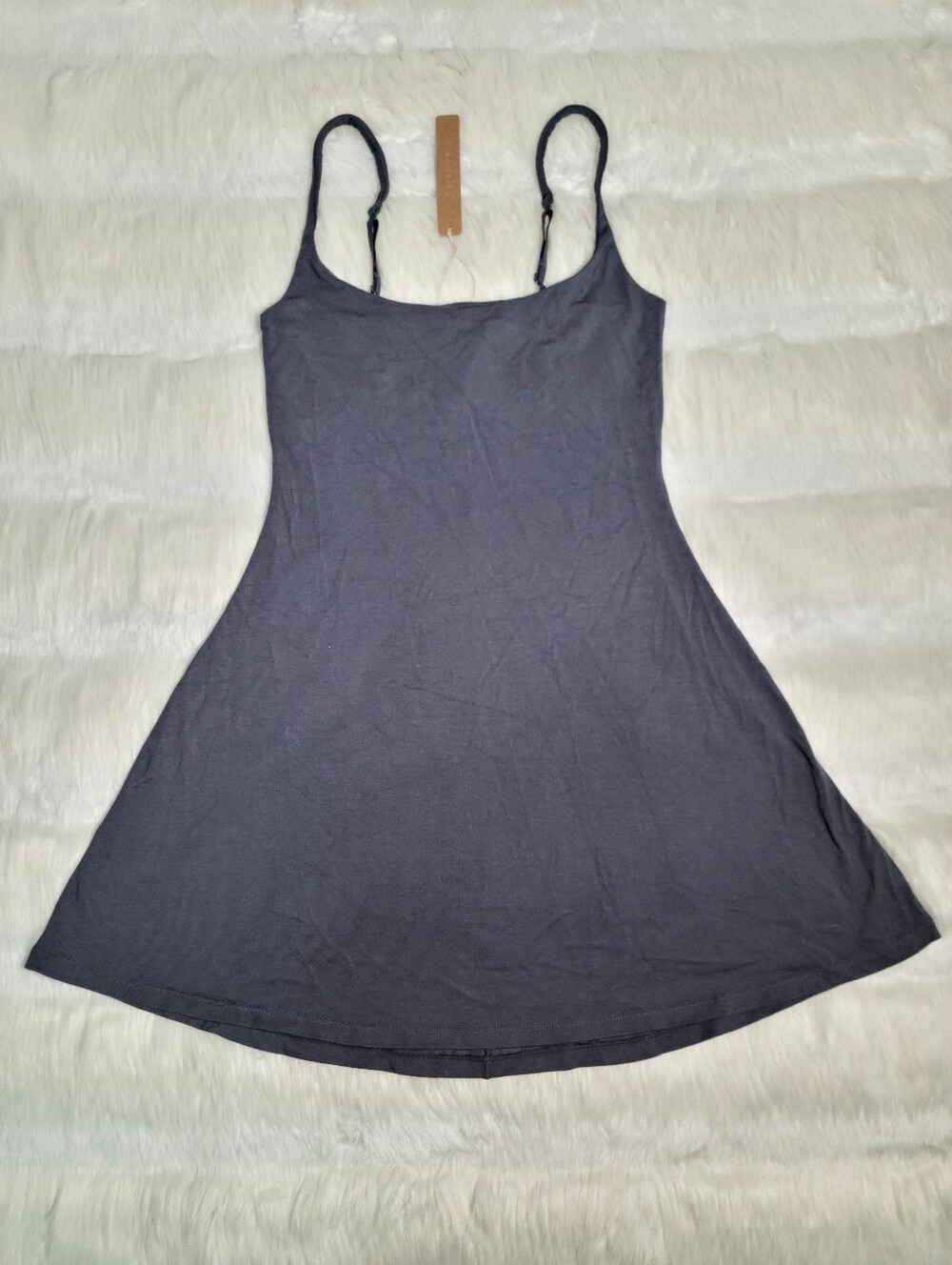 SKIMS Smooth Lounge Skimpy Strap Mini Dress Grey Graphite Women XS NEW